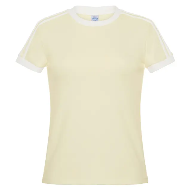 FP98 Simone Slim Fit Ringer Shirt with Stripes Cream White Front