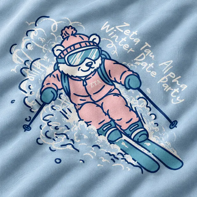 Zeta Tau Alpha Skiing Bear Date Party Shirt