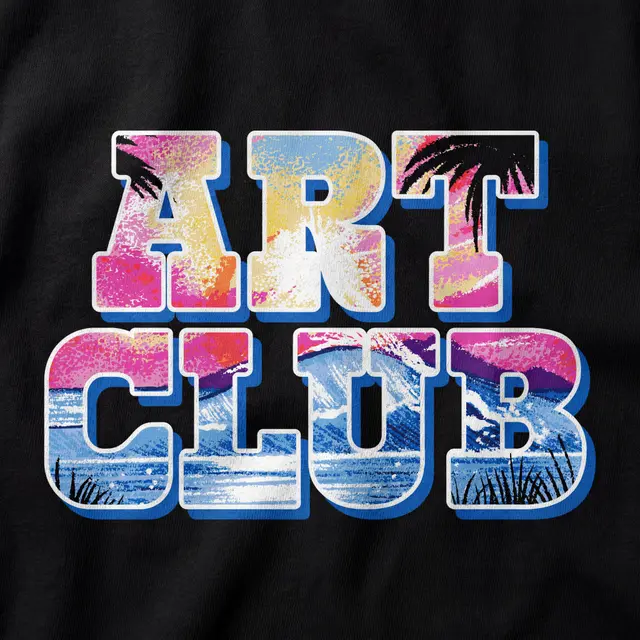 Art Club Block Lettering Palm Illustration PR Hoodie