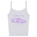 Y2K Techno Text and Supercar Illustration in Purple PR Tank Design for Delta Delta Delta