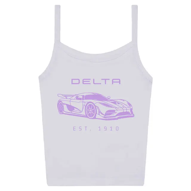Y2K Techno Text and Supercar Illustration in Purple PR Tank Design for Delta Delta Delta