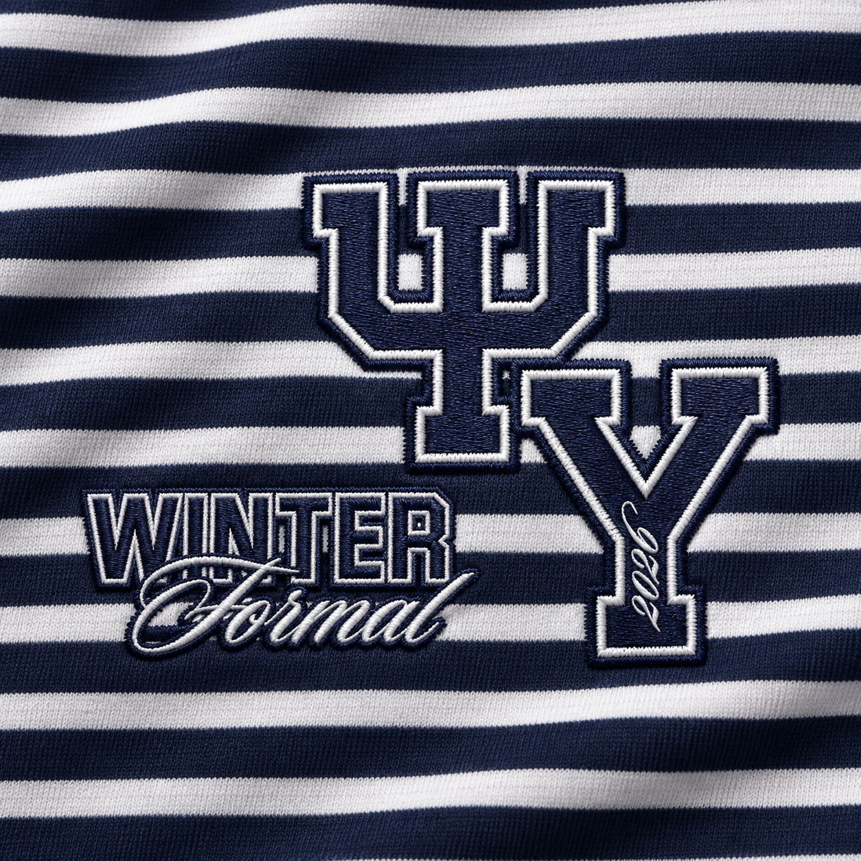Psi Upsilon Striped Lettering Semi Formal Sweater | Fresh Prints