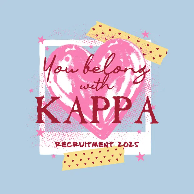 Kappa Kappa Gamma Pink Heart Text Recruitment Shirt