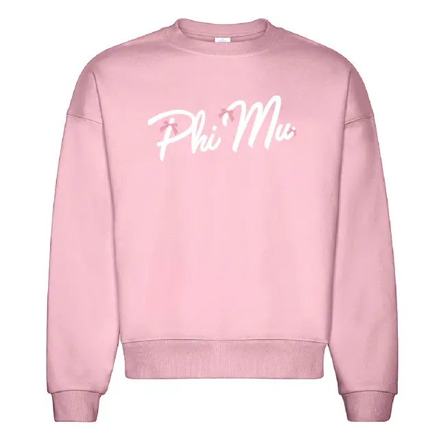 Phi Mu Script with Bow Detail PR Crewneck 2