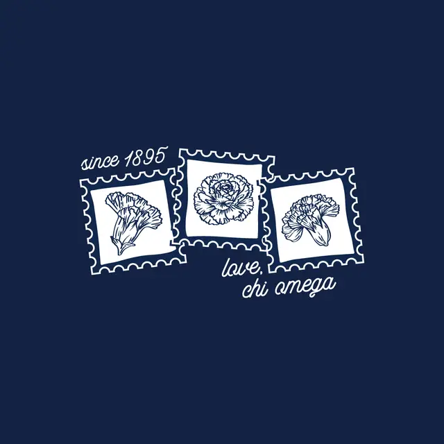 Chi Omega Stamp Floral Illustration PR Tank