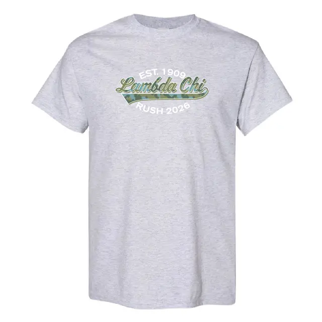 Lambda Chi Alpha Camouflage Script Rush Shirt 2