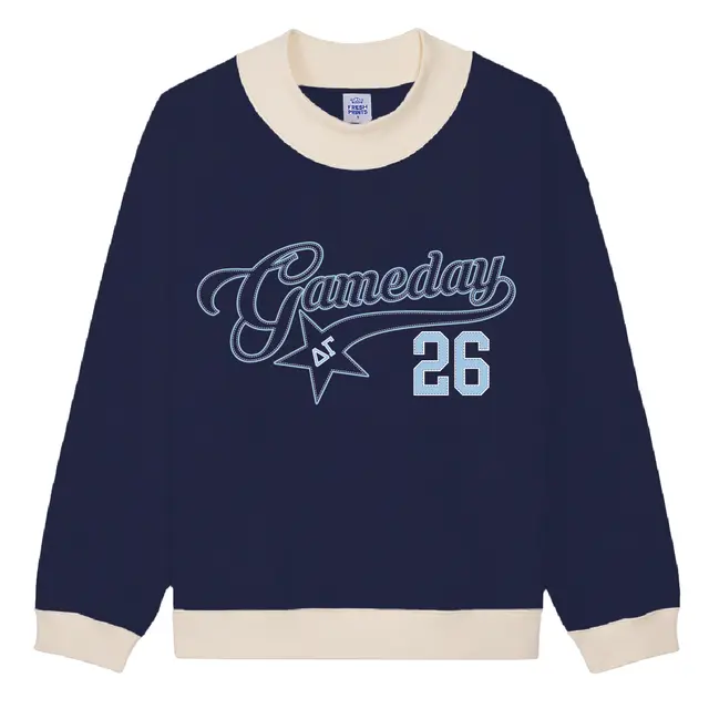 Delta Gamma Varsity Script and Numbers Game Day Sweater 2