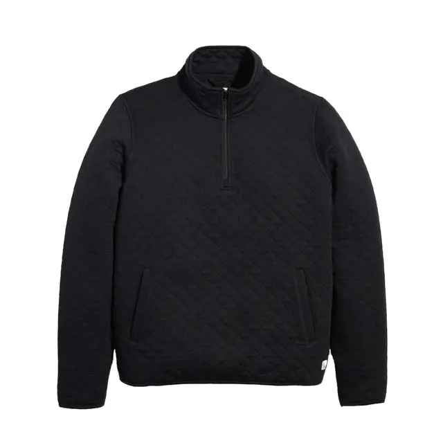 Marine Layer Corbet Quilted Pullover Black Front