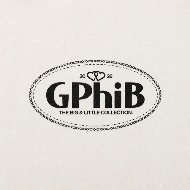 Gamma Phi Block Lettering Heart Graphic Big Little Reveal Shirt