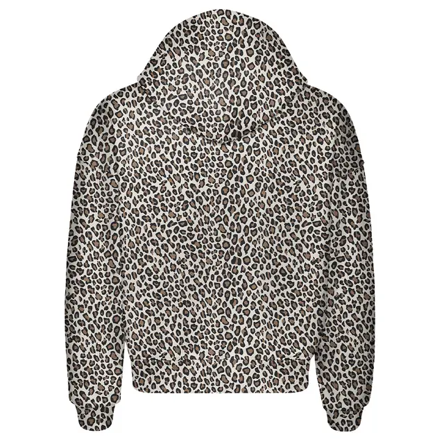 Fresh Prints FP109 Leopard Print Heavy weight Hoodie Mocha Back