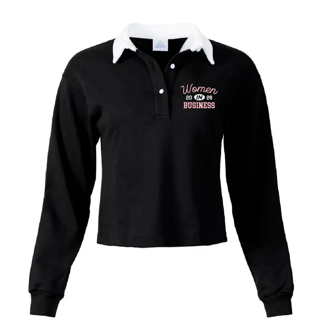 Women in Business Pink Script and Block Text PR Shirt 2