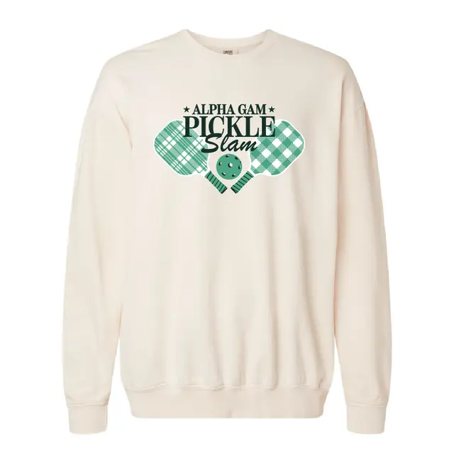 Alpha Gamma Delta Gingham Pickle Slam Philanthropy Crewneck 2