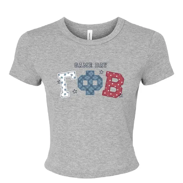 Gamma Phi Beta Patchwork Letters Game Day Shirt 2