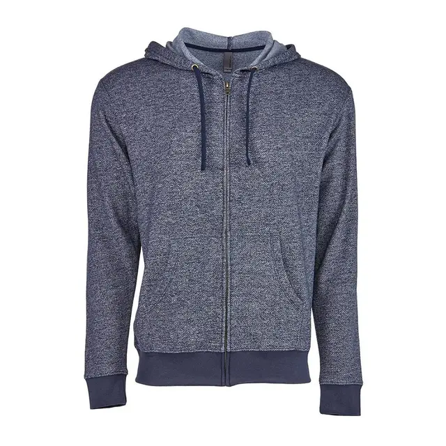 Customizable Next Level Adult Denim Fleece Full-Zip Hooded Sweatshirt 9600 Navy Front