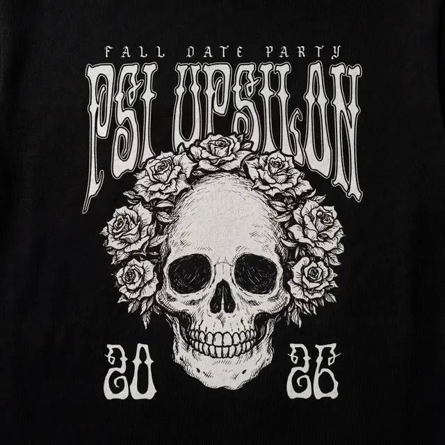 Psi Upsilon Skull and Roses Date Parties Crewneck