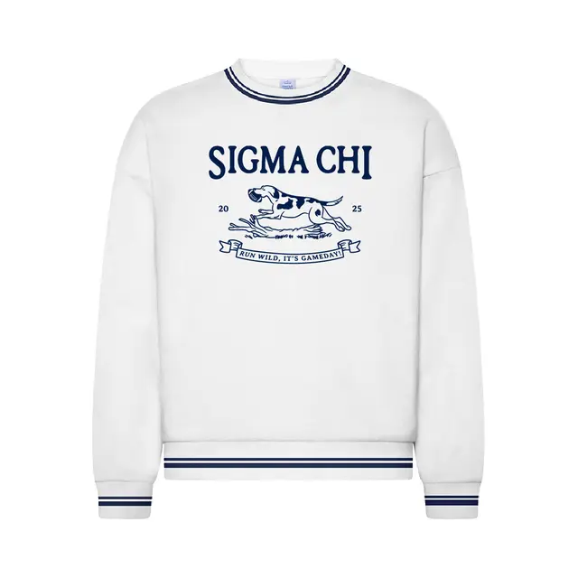 Sigma Chi Dog Graphic Run Wild Game Day Sweater 2