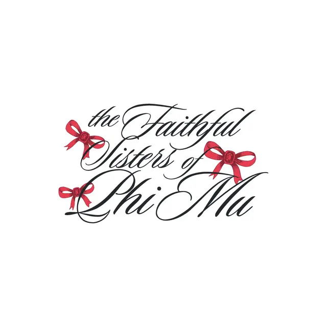 Phi Mu Elegant Script with Red Bows PR Shirt
