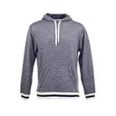 Customizable J America Peppered Fleece Lapover Hooded Sweatshirt 8701 Navy Pepper Front