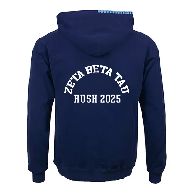 Zeta Beta Tau Arched White Font Rush Hoodie 2