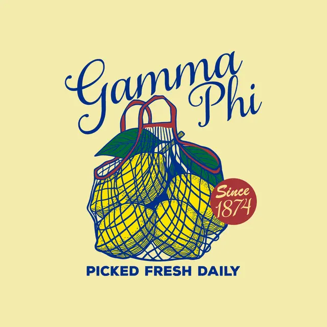 Gamma Phi Beta Lemons and Script PR Shirt
