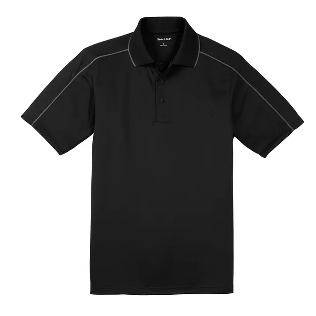 Sport-Tek Micropique Sport-Wick® Piped Polo Black Iron Grey Front