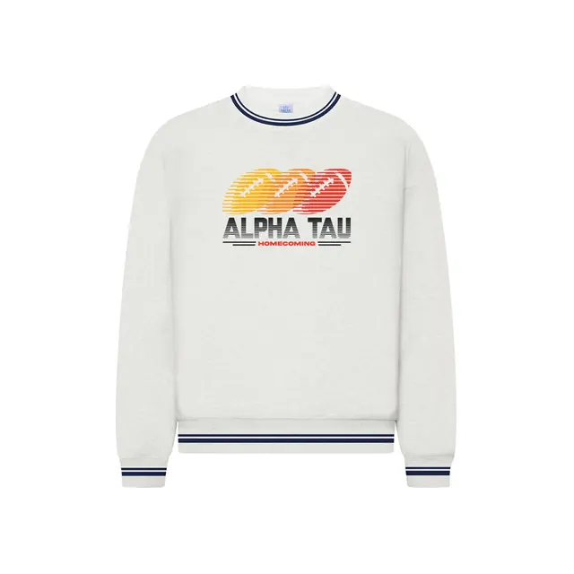 Alpha Sigma Tau Striped Football Graphic Homecoming Crewneck 2