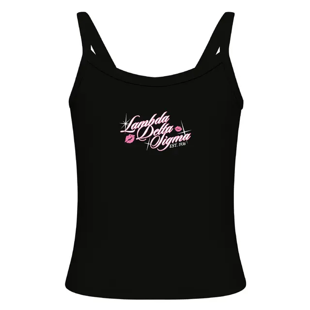 Lambda Delta Sigma Pink Script and Lips PR Tank 2