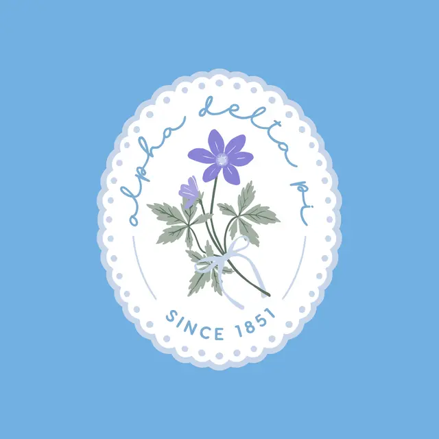 Alpha Delta Pi Delicate Floral with Scalloped Border PR Shirt