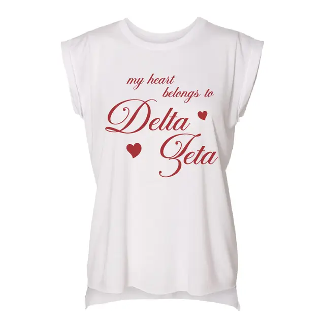 Delta Zeta Flowing Script Heart PR Shirt 2