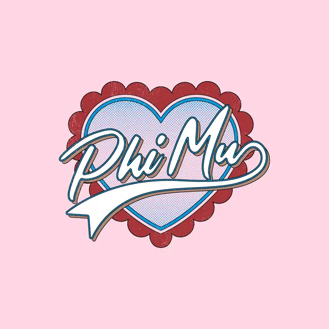 Phi Mu Scalloped Heart Graphic PR Hoodie