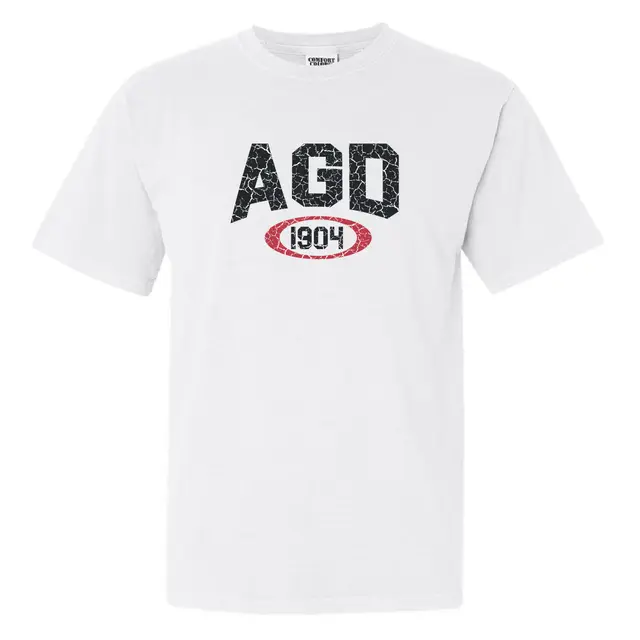Alpha Gamma Delta Cracked Lettering with Red Oval PR Shirt 2