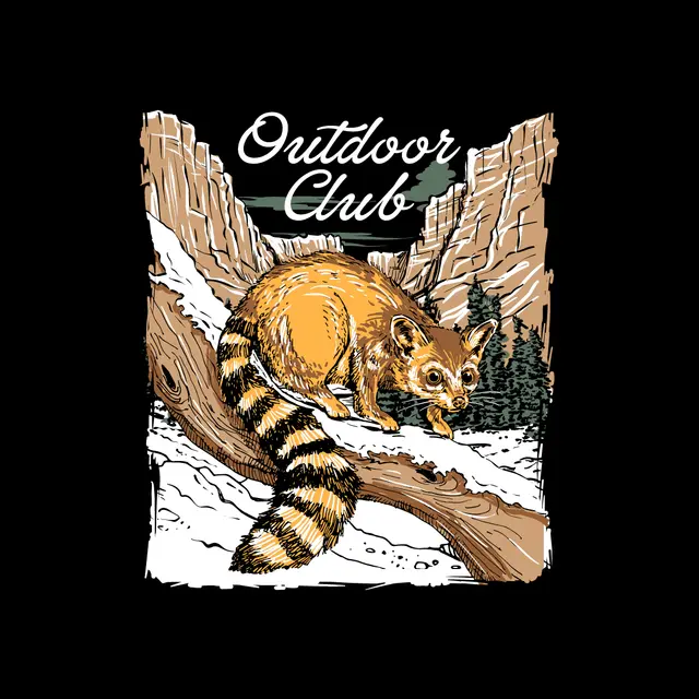 Outdoor Club Raccoon Illustration in Canyon PR Hoodie