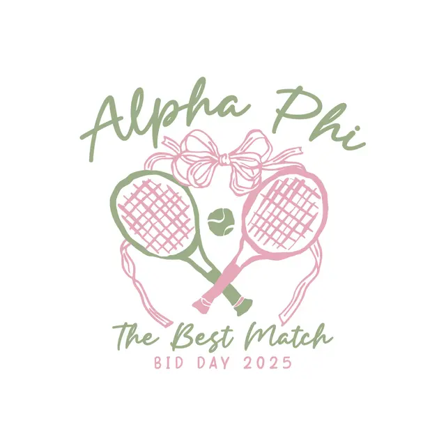 Alpha Phi Tennis Racket and Bow Bid Day Shirt