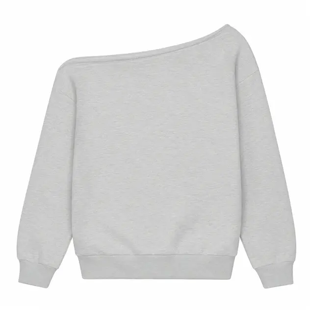 Fresh Prints Frankie Off-Shoulder Heavyweight Sweatshirt Ash Grey mto Back