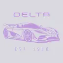 Delta Delta Delta Y2K Techno Text and Supercar Illustration in Purple PR Tank