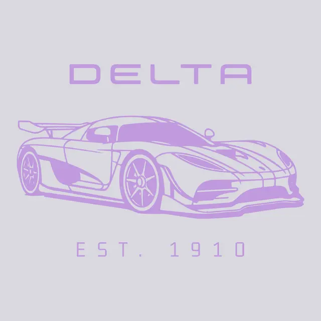 Delta Delta Delta Y2K Techno Text and Supercar Illustration in Purple PR Tank