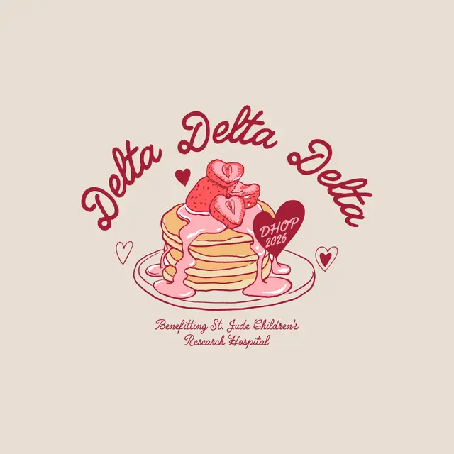 Delta Delta Delta Strawberry Pancakes and Hearts Philanthropy Shirt