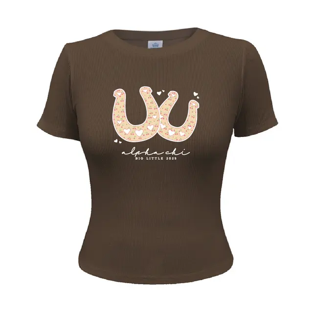Cherry Patterned Horseshoe Big Little Reveal Shirt Design for Alpha Chi Omega