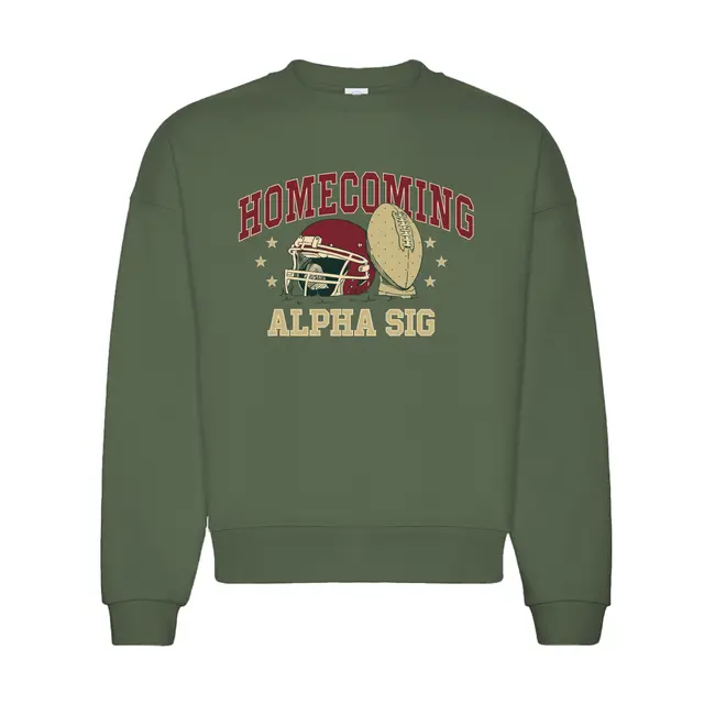 Alpha Sigma Alpha Football Helmet Graphic Homecoming Crewneck 2