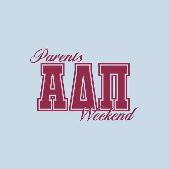 Alpha Delta Pi Script and Collegiate Block Texts Parents Weekend Shirt