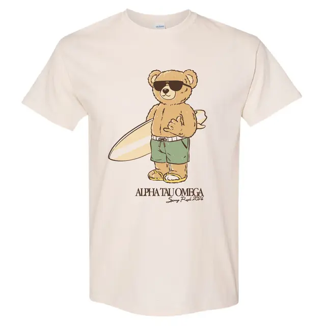 Alpha Tau Omega Cool Surfer Bear Spring Rush Shirt 2