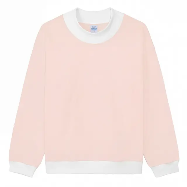 Fresh Prints Denver Heavyweight Color Block Mock Neck Blush white Front