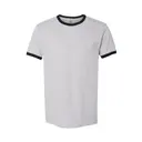 Customizable Next Level Unisex Fine Jersey Ringer 3604 Heather Grey With Black Front