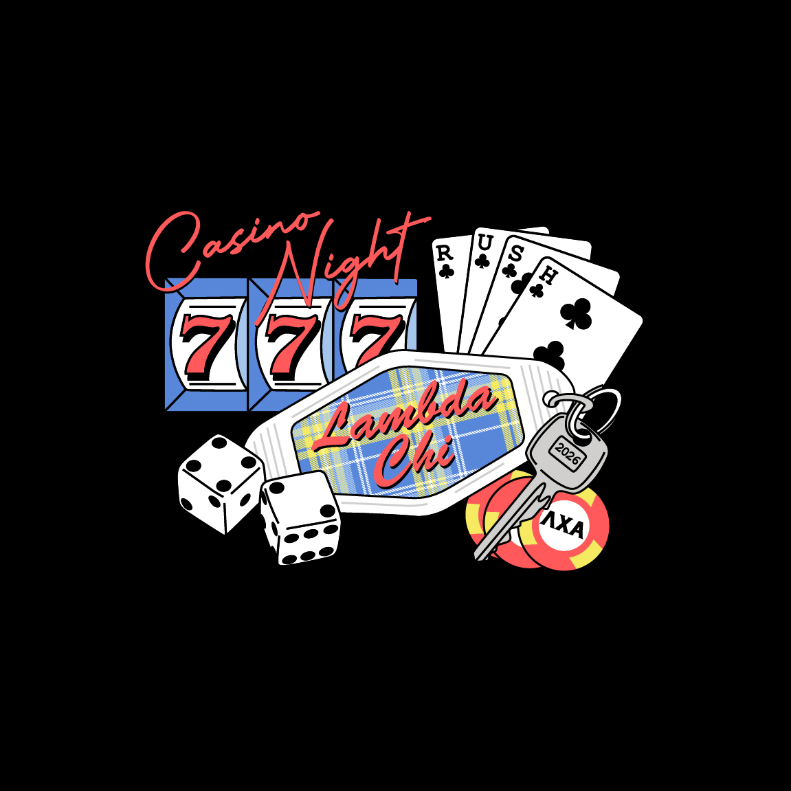 Lambda Chi Alpha Slot Machine and Card Graphic Rush Hoodie | Fresh Prints