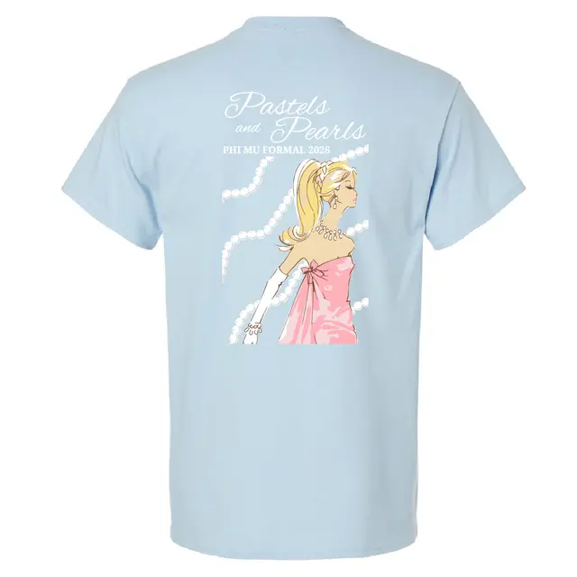 Phi Mu Flowing Script and Pearl Illustration Formal Shirt 2