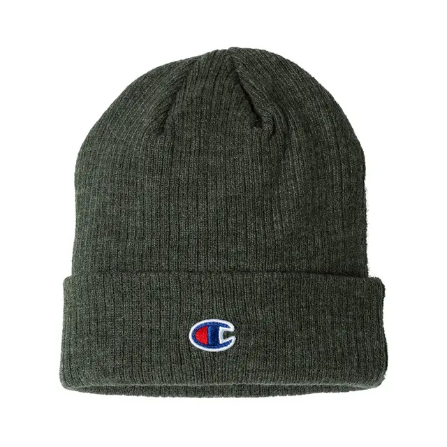 Champion Ribbed Knit Cap cs4003 Heather Forest Front