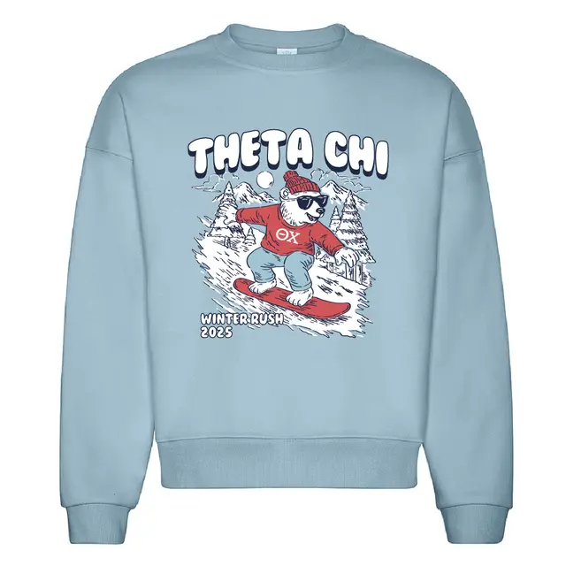 Theta Chi Snowboarding Bear Winter Rush Crewneck 2