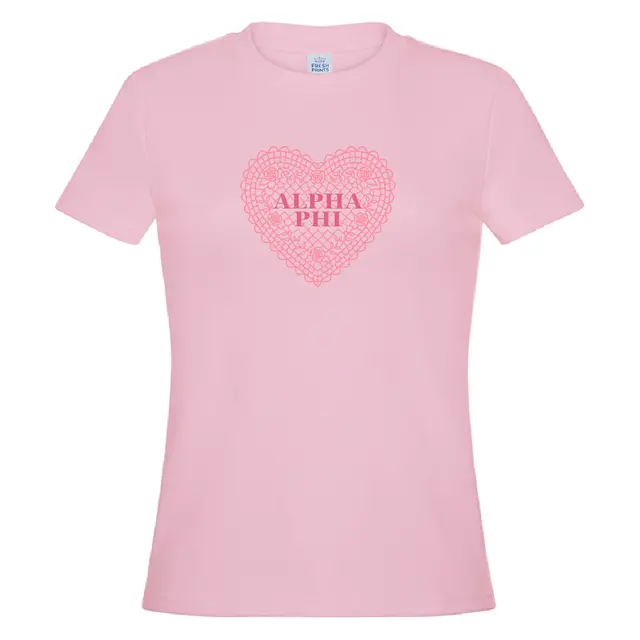 Alpha Phi Lace Heart with Floral Pattern PR Shirt 2