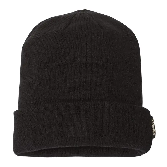 Customizable DRI DUCK 12" Basecamp Performance Knit Beanie 3562 Black Back