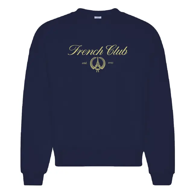 French Club Elegant Script with Eiffel Tower PR Crewneck 2